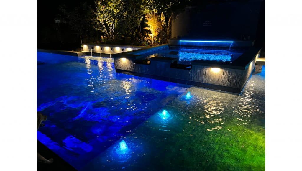 pool led lighting illuminated at night