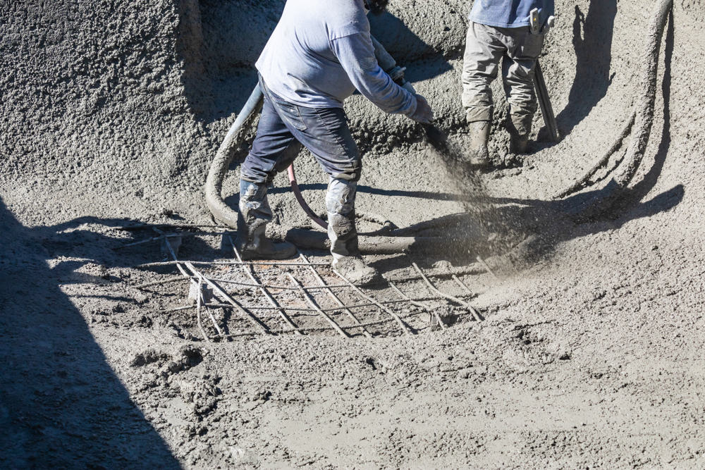 concrete filling a pool
